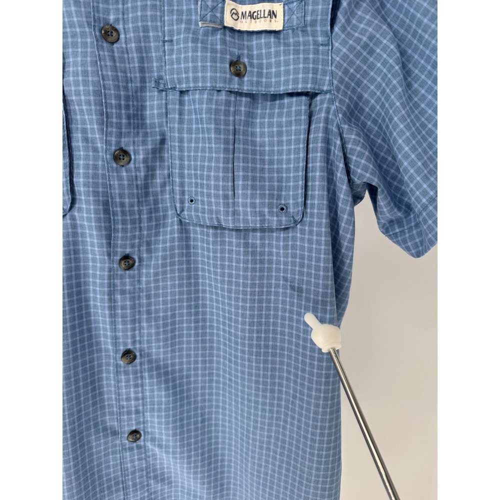 Magellan Outdoors Kids Blue Plaid Short Sleeve Fishing Shirt Size XL 18-20 - Picture 2 of 9